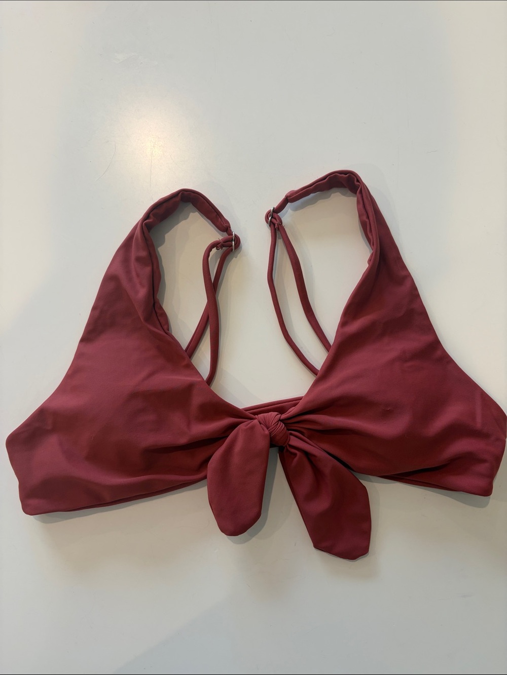 Zaful Knot-Front Bikini Top in Burgundy